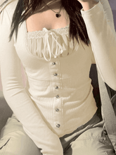 Fleece-Bluse mit gerippter Spitze und Schleife